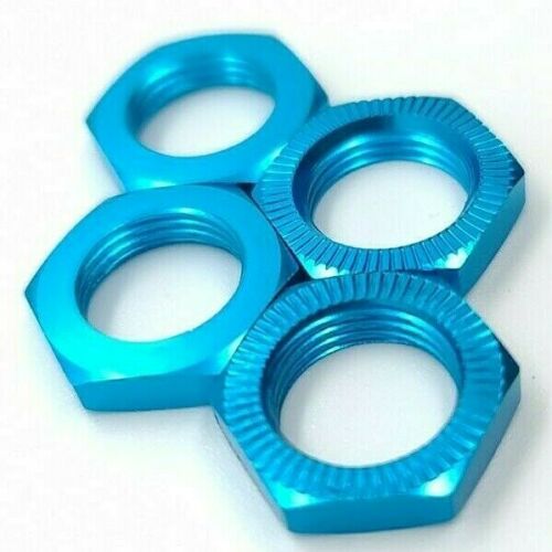 1/8 RC Car Buggy 17mm Alloy Wheel Nuts in Blue x 4